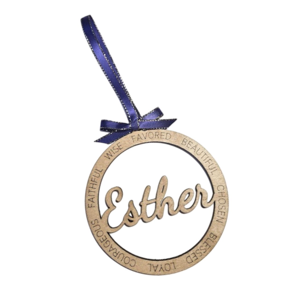 (image for) Wood Eastern Star Esther OES Star Point Attribute Ornament